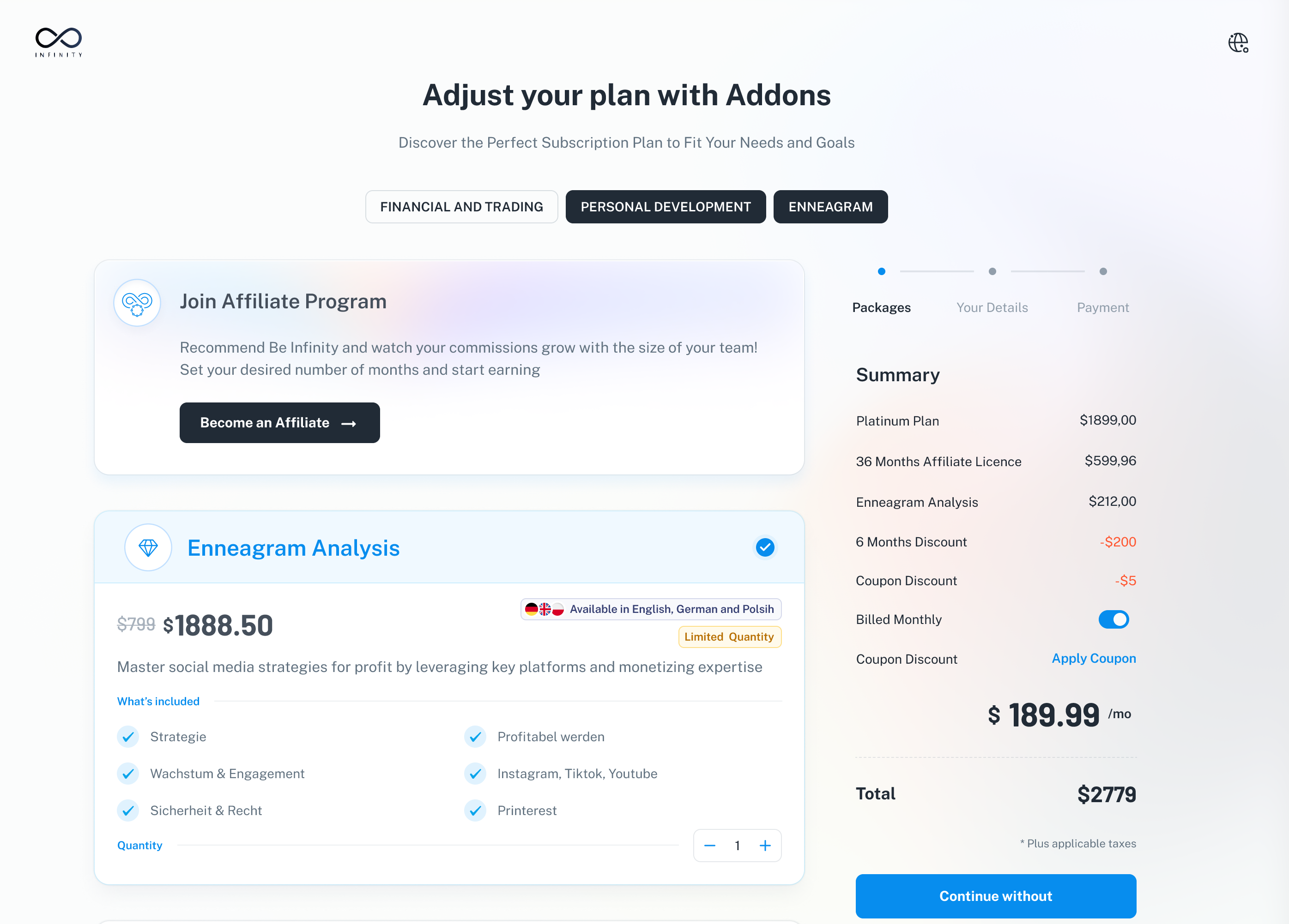Project's UI mockup