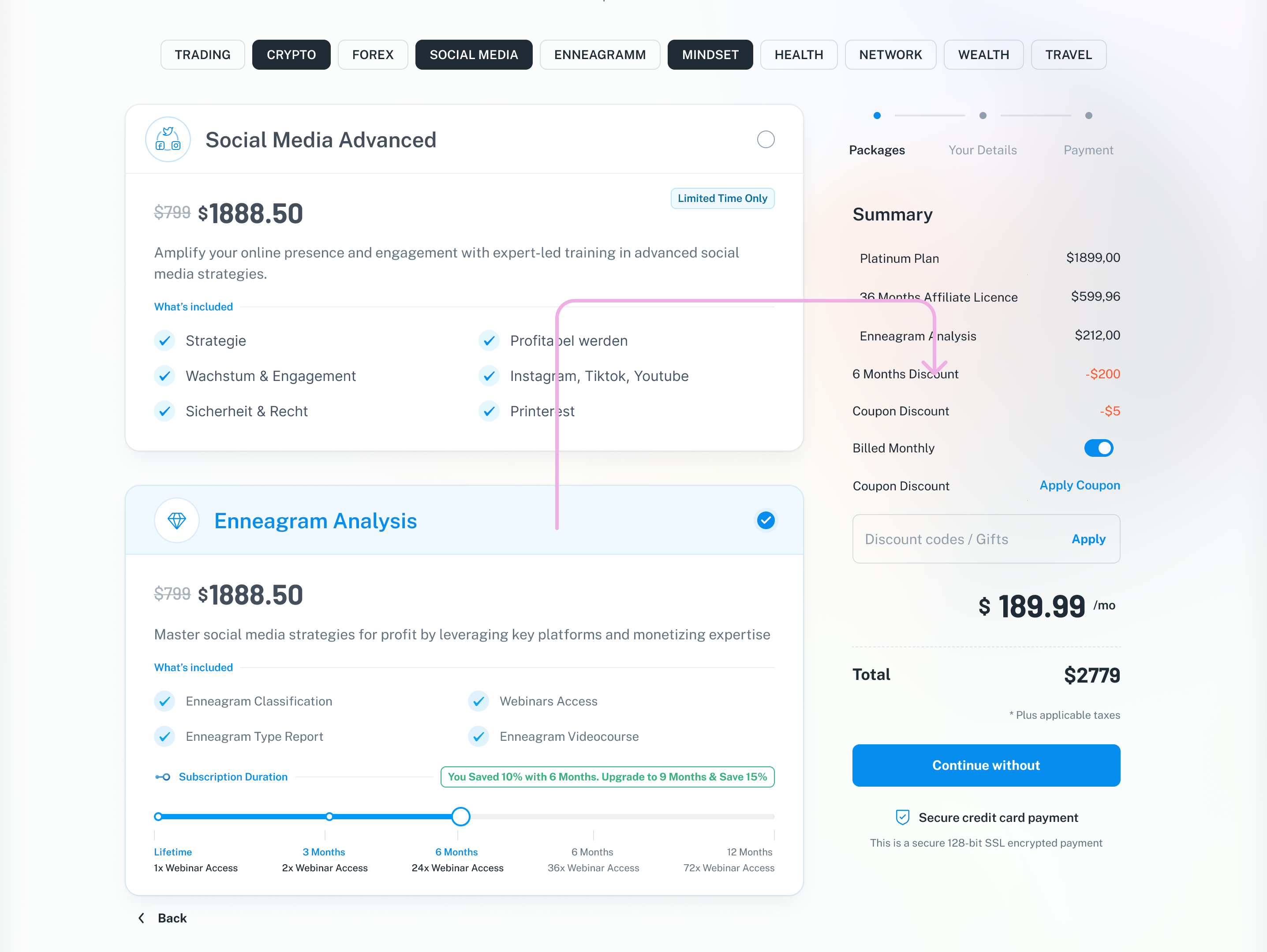 Project's UI mockup